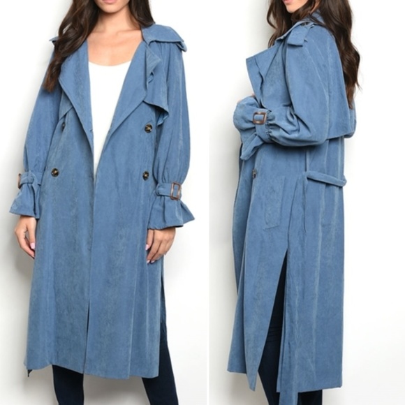 Trend Setter Diva Boutique Jackets & Blazers - LAST 1! GIRLY & FLIRTY BLUE TRENCH COAT